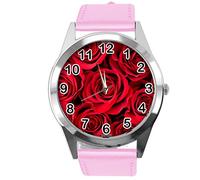 TAPORT Pink Leather Round Watch for Flowers Fans e1