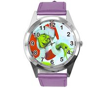 TAPORT® Purple Leather Round Quartz Watch for Christmas Fans E2