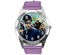 TAPORT Purple Leather Round Quartz Watch for Wizards Fans E3
