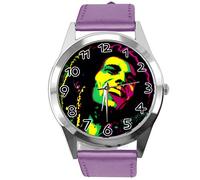 TAPORT Purple Leather Round Watch for Reggae Fans
