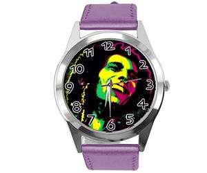 TAPORT Purple Leather Round Watch for Reggae Fans