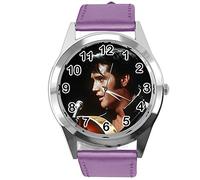 TAPORT Purple Leather Round Watch for Rock and ROLL Fans E2
