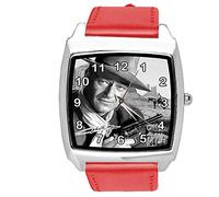 TAPORT Red Leather Square Watch for Fans of Western Movies