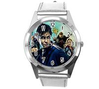 TAPORT Silver Leather Round Quartz Watch for Wizards Fans E3