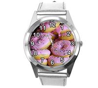 TAPORT Silver Leather Round Watch for Donut Fans