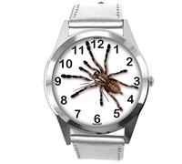 TAPORT Silver Leather Round Watch for Fans of Spider