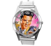 TAPORT Silver Leather Round Watch for Rock and ROLL Fans E1