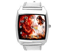 TAPORT Silver Leather Square Devil vs Jesus Watch