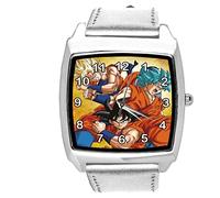 TAPORT Silver Leather Square Watch for Anime Fighters Fans