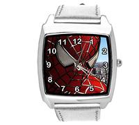 TAPORT Silver Leather Square Watch for Fans of Superheroes e1