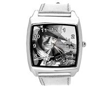 TAPORT Silver Leather Square Watch for Fans of Western Movies