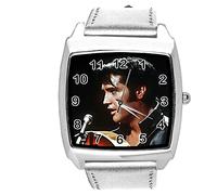 TAPORT Silver Leather Square Watch for Rock and ROLL Fans E3