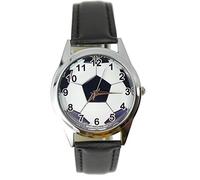 TAPORT® Soccer Football Quartz Watch Black Leather Band
