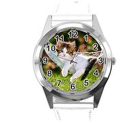 TAPORT White Leather Quartz Watch for Kittens Fans E2
