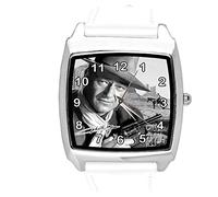 TAPORT White Leather Square Watch for Fans of Western Movies