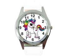 TAPORT® Womens Watch Analogue Quartz with Real Leather Band White Round Unicorn E2