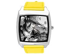 TAPORT Yellow Leather Square Watch for Fans of Western Movies