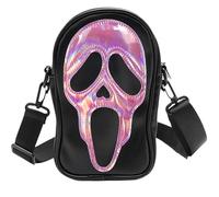 Tapp Collections Scream Ghost Face PU Crossbody Goth Sling Bag for Men And Women, Black Bag / Pink Mask, 6.7 inches (L) x 8.6 inches (H) x 2.7 inches (T), Fashion
