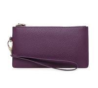 Tapp Collections Women's Wristlet Clutch Slim Leather Wallet RFID Blocking Pouch, Grape, 0.59" x 7.87" x 4.33", Wristlet