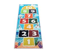Tappeti Design Playroom Rug for Kids Sky Ocean Beach Hopscotch Game Rugs, Area Rugs for Boys Girls Toddlers Bedroom Decorative Play Mat for Babies 1-6 Years (Sky Ocean Beach Hopscotch, 120 x 170 CM)