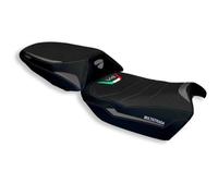 Tappezzeria Italia Seat cover compatible - Ducati Multistrada V4 2021-2026 - mod Hama Ultragrip 3WH (white) WITH LOGO