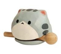Tapping on the Cat Head Desktop Decoration Wooden Fish Temple Block Wooden Zen Drum Instrument Buddhist Meditation Accessories