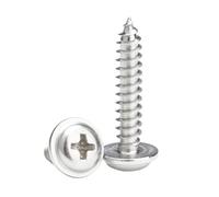 Tapping screws, 50pcs/lot M1.4 .7 M2 .6 M3 .5 M4 M5 304 Stainless Steel Cross PWA Pan Round Head With Washer Self-tapping Screw(35mm x50pcs,M4)