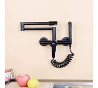 Taps Faucets All Bronze Wall-Mounted Hot and Cold Faucet Mop Pool Out of The Wall Lengthen Laundry Rotatable Fold Telessplash Proof Upscale Faucet/Black