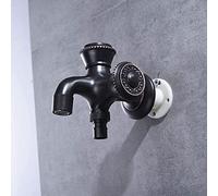 Taps,Faucets, Washing Faucet All Dual Use Washing Tap Copper True Color Single Cold WaterTap Double Mouth Water Nozzle Household Multifunction/Black