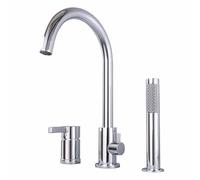 Taps Roman Bathtub Faucet 3 Hole Bath Mixer Tap with Hand Shower Gooseneck Bathtub Faucets Bath Shower Set Split Tub Faucet for Hotels and Villas Beauty Comes