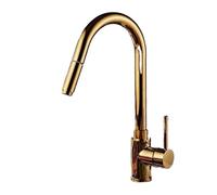 Taps Washbasin Brass Gold Pull-Out Swivel Hot And Cold Water Valve 1 Hole Single Lever Tap For Kitchen