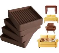 Taps2Traps 4X Square 2" X 2" Brown Rubber Furniture Caster (Castor) Cups With Anti-Slip Grip Heavy Duty Feet Pads