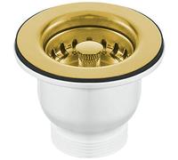 Taps2Traps™ 85mm Polished Gold Belfast Kitchen Sink Basket Strainer Waste - Fits 60mm Hole