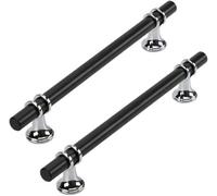 Taps2Traps Chrome & Black Kitchen Cabinet Cupboard Door Drawer Bar Handle 160mm Hole Spacing Pack Of 2