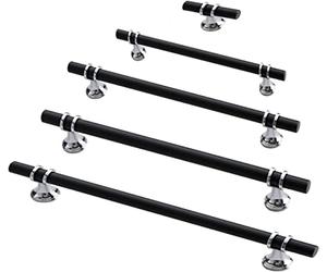 Taps2Traps Chrome & Black Kitchen Cabinet Cupboard Door Drawer Bar Handle 50mm - 192mm Hole to Hole (50mm Single Screw)
