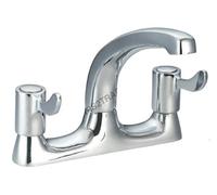 TAPS2TRAPS Lever Kitchen Sink Deck Mixer Tap - Easy Quarter Turn Lever Handles - Twin Hole Fitment
