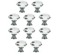 Taps2Traps Pack Of 10 X Crystal Style Door Knobs Cupboard Drawer Furniture Handle Cabinet