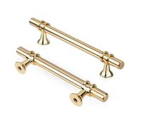 Taps2Traps Pack Of 2 X Brass Kitchen Cabinet Cupboard Door Drawer Bar Handles 128mm Hole Spacing