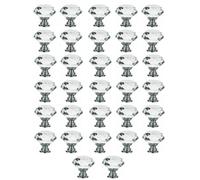 Taps2Traps Pack of 32 x Large Crystal Diamond Glass Door Knobs for Cupboard Drawer Furniture Handle Cabinet