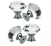 Taps2Traps Pack Of 4X Crystal Style Door Knobs Cupboard Drawer Furniture Handle Cabinet