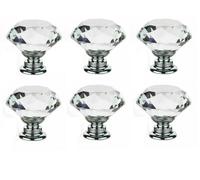 Taps2Traps Pack Of 6 X Crystal Style Door Knobs Cupboard Drawer Furniture Handle Cabinet
