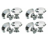 Taps2Traps Pack Of 8 X Crystal Style Door Knobs Cupboard Drawer Furniture Handle Cabinet