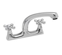 TAPS2TRAPS Traditional Crosshead Kitchen Sink Deck Mixer Tap 1/2" Full Turn - Twin Hole Fitment