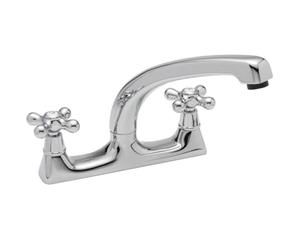 TAPS2TRAPS Traditional Crosshead Kitchen Sink Deck Mixer Tap 1/2" Full Turn - Twin Hole Fitment