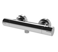 Taps2Traps Ultra Thermostatic Exposed Round Bar Shower Mixer Valve - Chrome Outlet 1/2"
