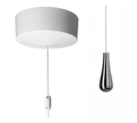 Taps2Traps White Bathroom Ceiling Light Pull Cord Switch 2 Way 6A With Chrome Teardrop Pendant