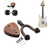 Tapsawp 1 Pack Black Walnut Guitar Wall Mount Hangers & String Swing Hanger for Acoustic Electric Bass, Guitar Holder Wall Mount Hook Stand, Ukulele Banjo Wooden Wall Mount Hanger Hooks