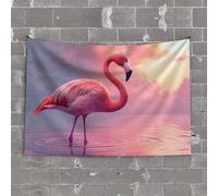 Tapsterys Wall A Pink Flamingo Stands Gracefully in Shallow Water Tapestry Funny Decor for Bar Funny Home Decor(75X100CM)