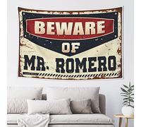 Tapsterys Wall Beware of Mr. Romero Tapestry Bar Accessories Man Cave Bed Room Asserories(100X150CM)