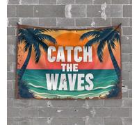 Tapsterys Wall Surf Adventure: Catch The Waves at Sunset Beach Tapestry Beer Decor Tapestry Wall Art(75X100CM)